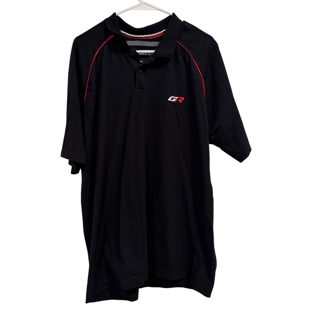 Toyota Gazoo Racing GR Black Polo Shirt Mens XL Racing Car Graphic Short Sleeve